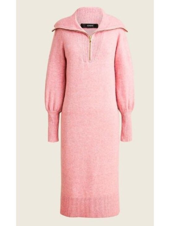 J. Crew Dresses & Skirts - J. Crew Half-zip sweater-dress in Supersoft yarn Rose Pink Wool Blend SZ S